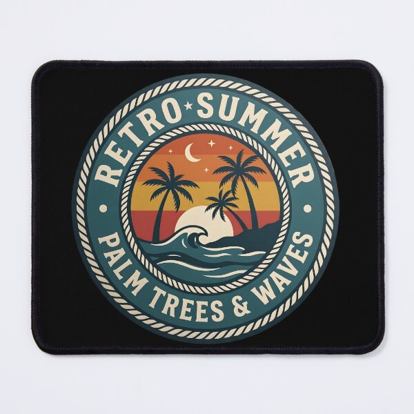 Item preview, Retro Summer Palm Badge – Vintage Sunset Beach Emblem designed and sold by fawzimorsy.