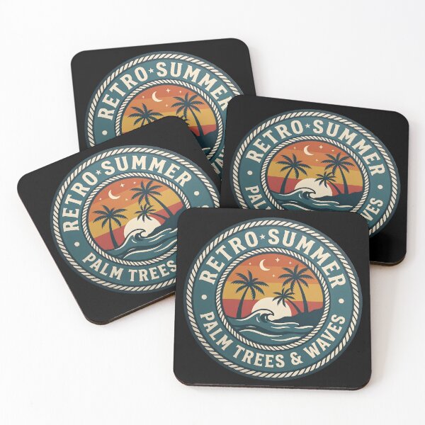 Item preview, Retro Summer Palm Badge – Vintage Sunset Beach Emblem designed and sold by fawzimorsy.