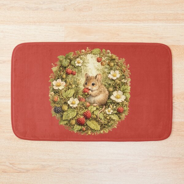 Item preview, Cottagecore Field Mouse Strawberry Print – Cute Garden Circle Art designed and sold by MagicMakerPh.