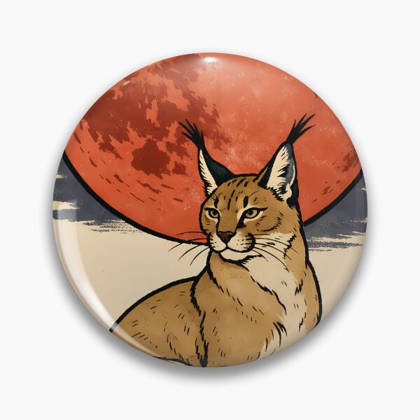 Item preview, Vintage Caracal Moon - Japanese Ukiyo-e Wildlife Poste designed and sold by AuraArtistica.