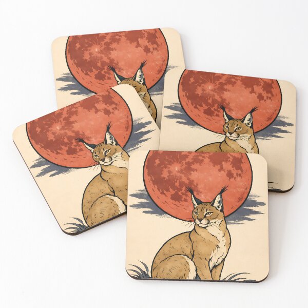 Item preview, Vintage Caracal Moon - Japanese Ukiyo-e Wildlife Poste designed and sold by AuraArtistica.