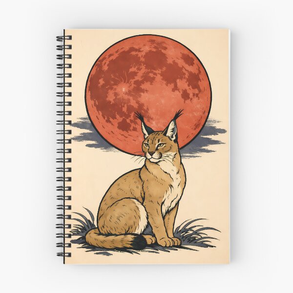 Item preview, Vintage Caracal Moon - Japanese Ukiyo-e Wildlife Poste designed and sold by AuraArtistica.