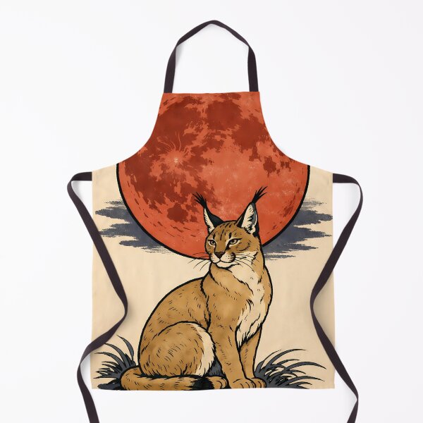 Item preview, Vintage Caracal Moon - Japanese Ukiyo-e Wildlife Poste designed and sold by AuraArtistica.