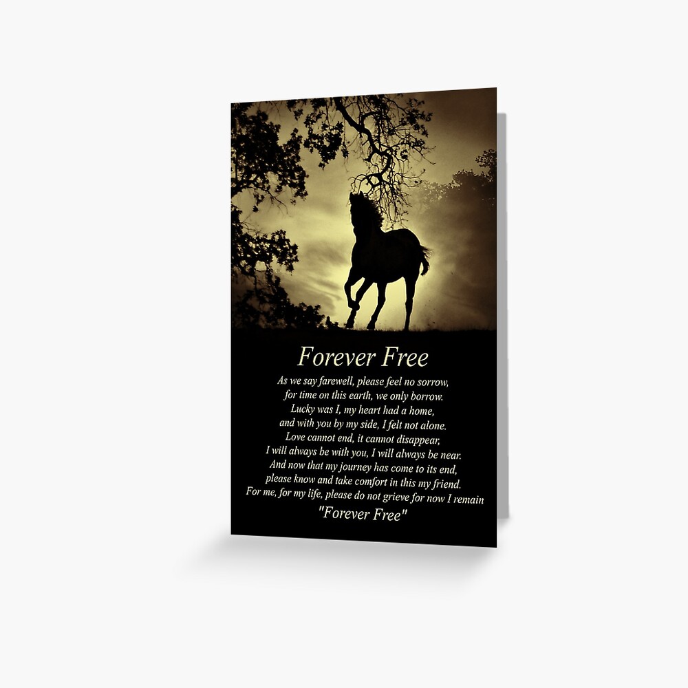 "Sepia Forever Free Poem with Horse" Greeting Card for Sale by LazyL