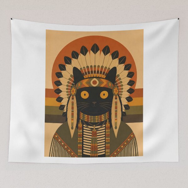 Item preview, Indian Chief Cat | American Indian Cat designed and sold by PurrfectHome.