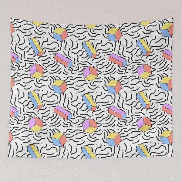 Item preview, Retro Memphis 3D Cubes Geometric Pattern designed and sold by Zaya_art.