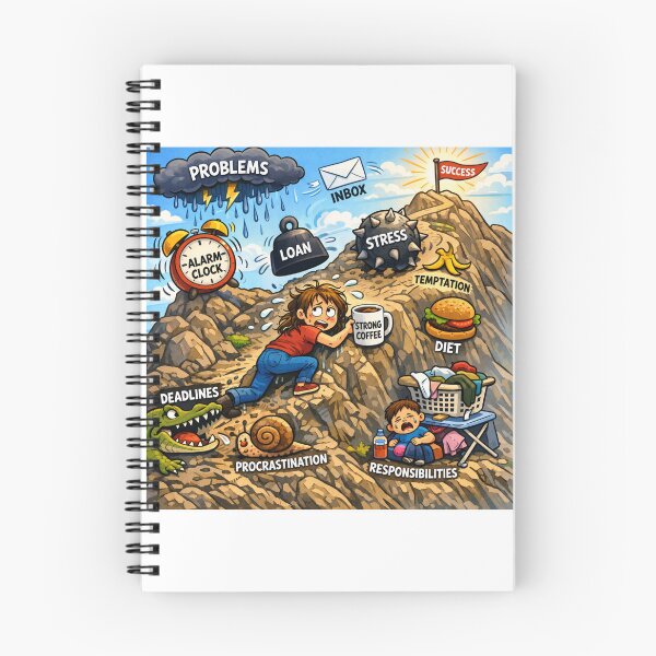 Item preview, never give up - a humorous depiction of the hardships of life designed and sold by Nela-&-Lena.