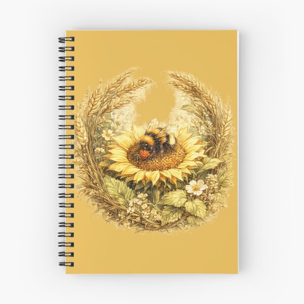 Item preview, Cottagecore Bumblebee Sunflower Print – Golden Summer Circle Art designed and sold by MagicMakerPh.