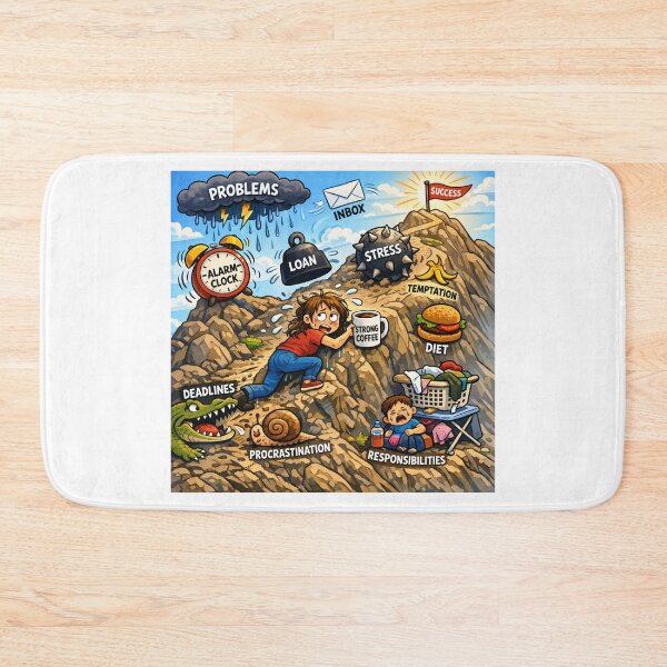 Item preview, never give up - a humorous depiction of the hardships of life designed and sold by Nela-&-Lena.