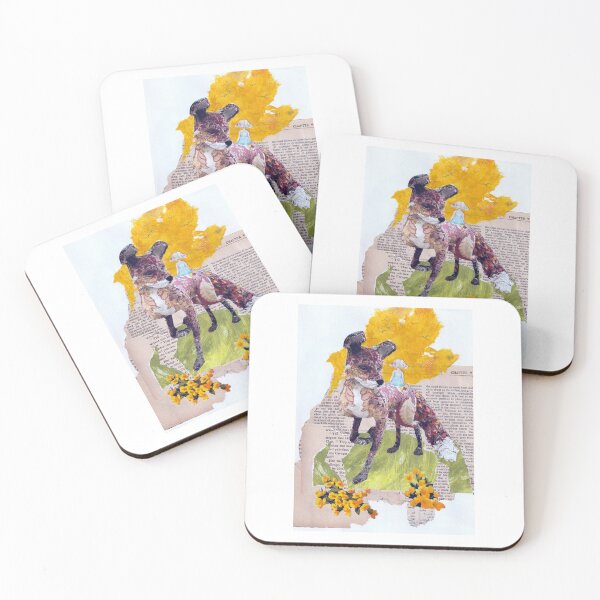 Item preview, fox and girl collage with painted papers designed and sold by VintageHamlet.