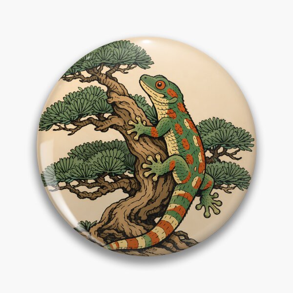 Item preview, Vintage Bonsai Gecko - Japanese Ukiyo-e Nature Poster designed and sold by AuraArtistica.