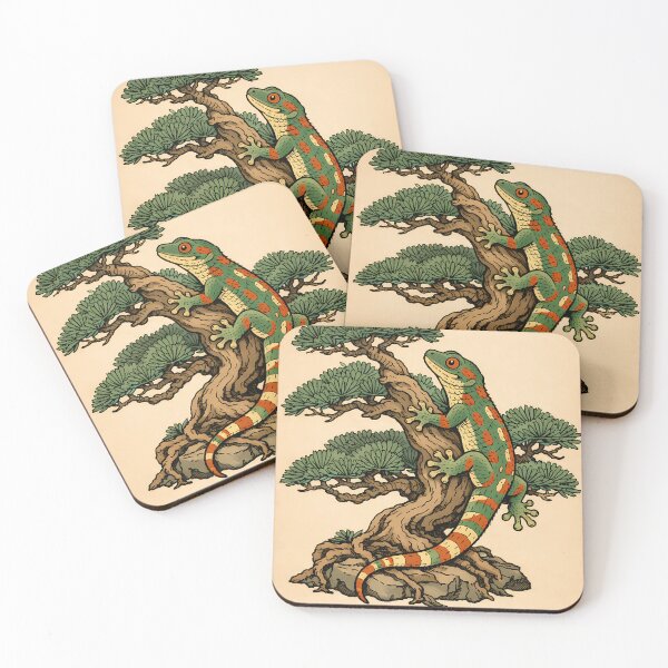 Item preview, Vintage Bonsai Gecko - Japanese Ukiyo-e Nature Poster designed and sold by AuraArtistica.
