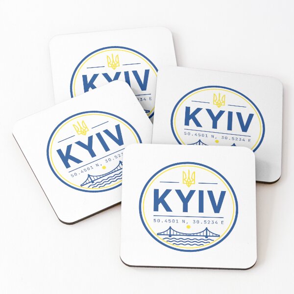 Item preview, Kyiv Ukraine Emblem with Tryzub and Coordinates designed and sold by ML-Media.