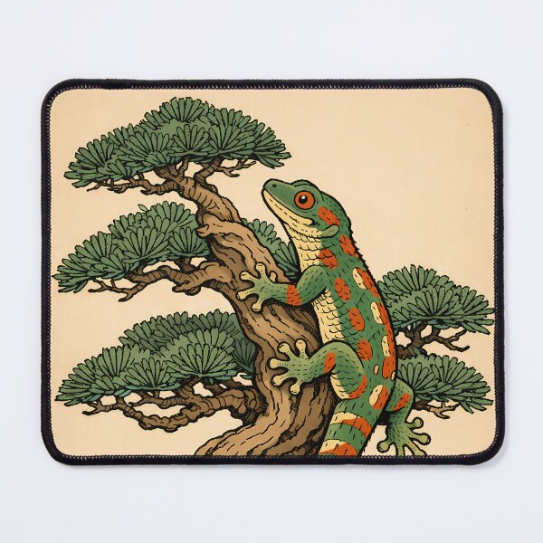 Item preview, Vintage Bonsai Gecko - Japanese Ukiyo-e Nature Poster designed and sold by AuraArtistica.