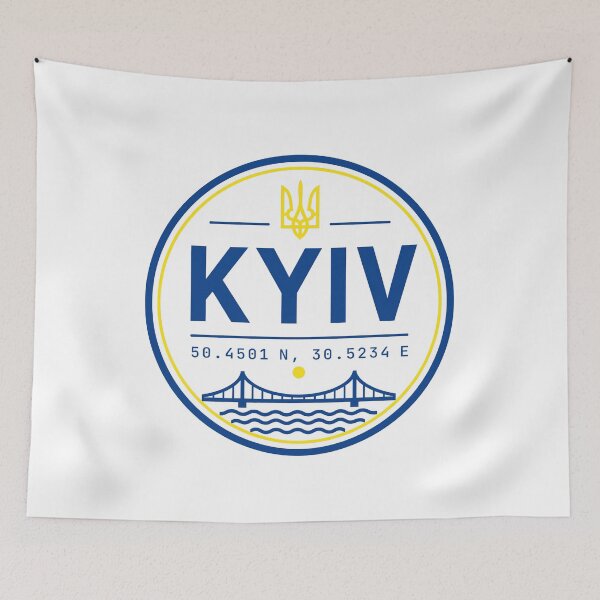 Item preview, Kyiv Ukraine Emblem with Tryzub and Coordinates designed and sold by ML-Media.