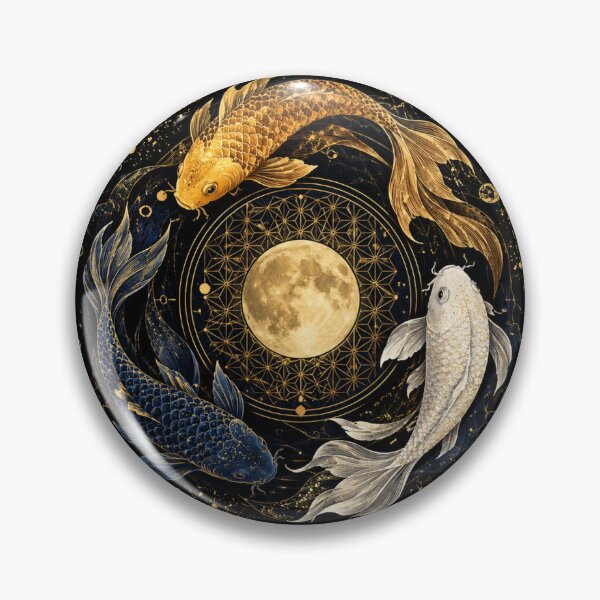 Item preview, Moonlit Koi Mandala – Japanese Zen Circle designed and sold by 風の浮世.