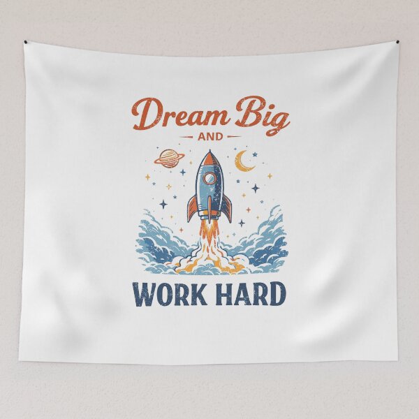 Item preview, Dream Big Work Hard Space Rocket Poster designed and sold by Matinez Pink.