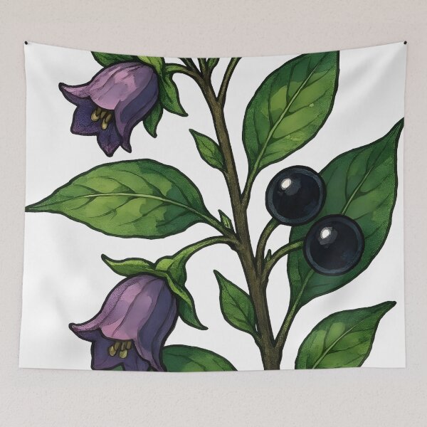 Item preview, Deadly Nightshade Belladonna Dark Botanical designed and sold by Dhenin Studio.