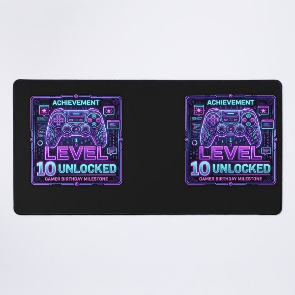 Item preview, Level 10 Unlocked Double Digits Gamer Birthday - Neon Controller designed and sold by alalame.