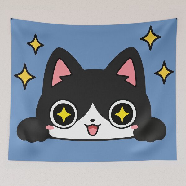 Item preview, Cute Sparkly-Eyed Black Cat Peeking - Kawaii designed and sold by cladeart.