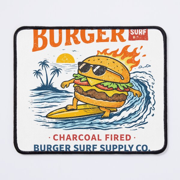 Item preview, Surfing Burger Charcoal Fired Grill Poster designed and sold by Matinez Pink.