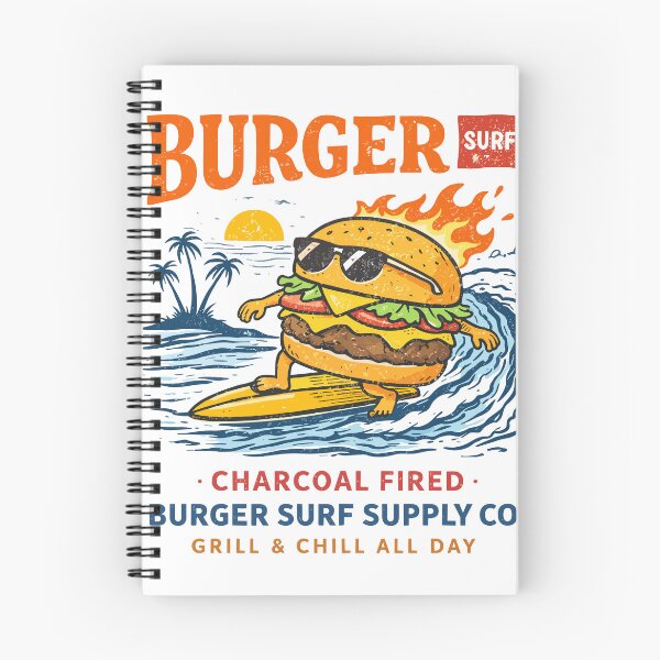 Item preview, Surfing Burger Charcoal Fired Grill Poster designed and sold by Matinez Pink.