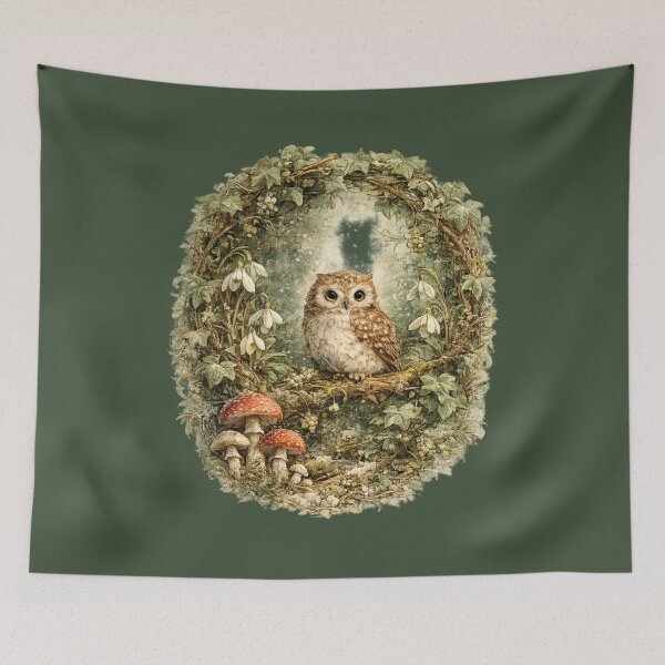 Item preview, Cottagecore Owl Ivy Print – Mystical Woodland Mushroom Circle Art designed and sold by MagicMakerPh.