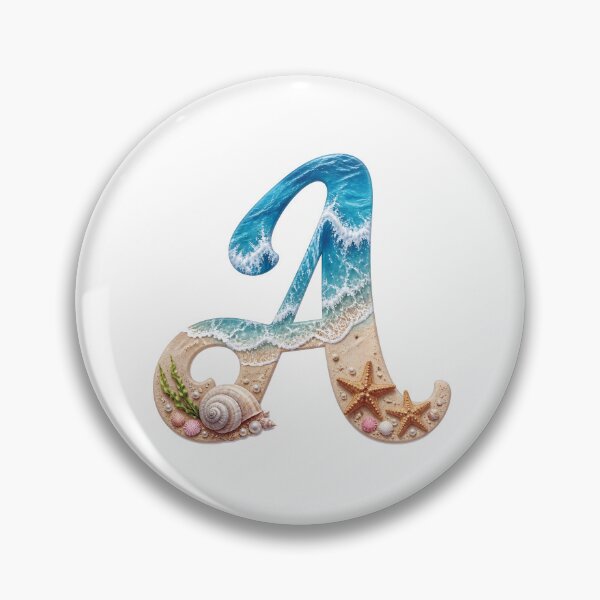 Item preview, Calligraphy Letter with Ocean Waves and Beach Details Letter A transparent bg designed and sold by Lucia Amaris Art.
