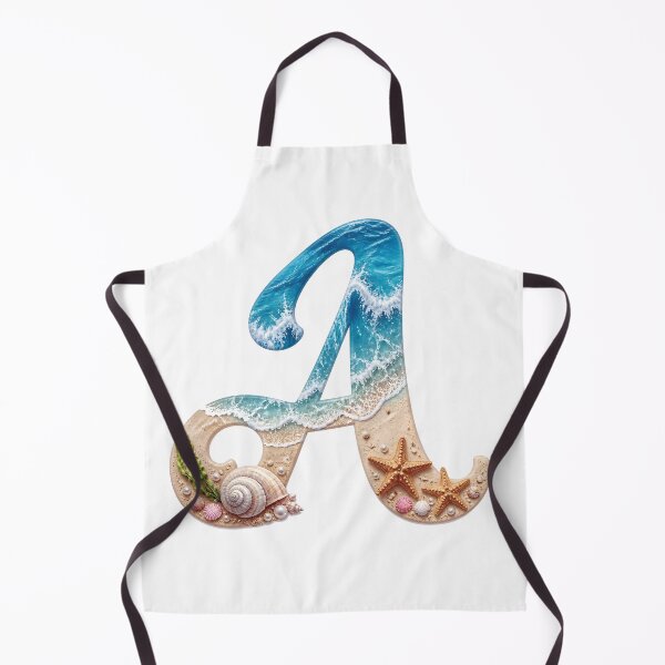 Item preview, Calligraphy Letter with Ocean Waves and Beach Details Letter A transparent bg designed and sold by Lucia Amaris Art.