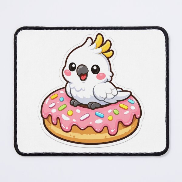Item preview, Cute Cockatoo Donut - Kawaii Pink Sprinkles Bird Sticker designed and sold by AuraArtistica.