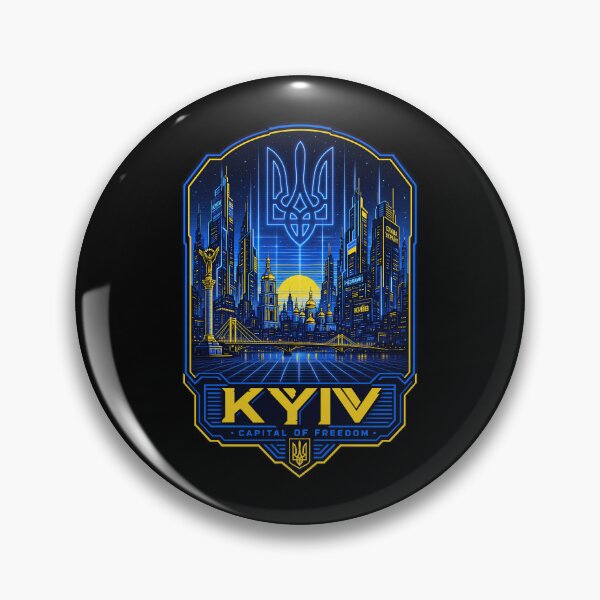 Item preview, Kyiv Capital of Freedom Neon Tryzub Skyline designed and sold by ML-Media.
