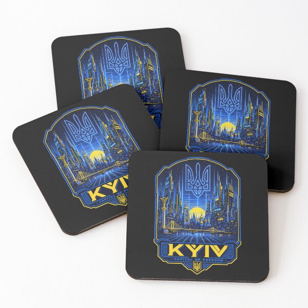 Item preview, Kyiv Capital of Freedom Neon Tryzub Skyline designed and sold by ML-Media.