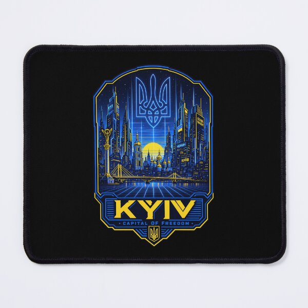 Item preview, Kyiv Capital of Freedom Neon Tryzub Skyline designed and sold by ML-Media.