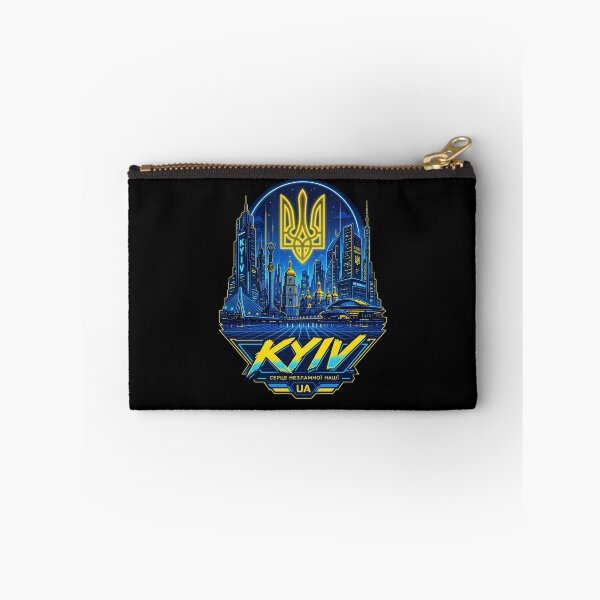 Item preview, Neon Kyiv Cityscape with Ukrainian Tryzub designed and sold by ML-Media.