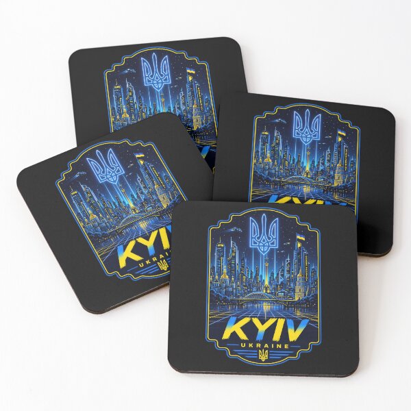 Artikelvorschau, Neonfarbene Cyberpunk-Skyline von Kiew, Ukraine entworfen und verkauft von ML-Media.