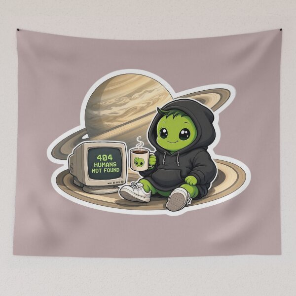 Item preview, 404 Humans Not Found | Cute Alien Coffee Gamer  designed and sold by SmokingAlien.