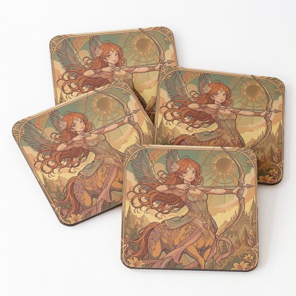 Item preview, Sagittarius Energy Art Nouveau Anime Centaur Archer – Mystical Zodiac Fantasy Illustration designed and sold by RSDigitalPrintDesign.