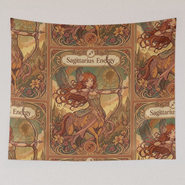 Item preview, Sagittarius Energy Art Nouveau Anime Centaur Archer – Mystical Zodiac Fantasy Illustration designed and sold by RSDigitalPrintDesign.