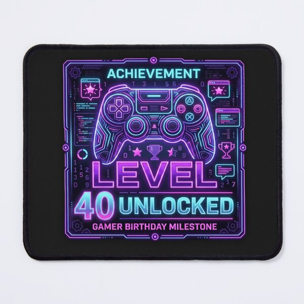 Item preview, Level 40 Unlocked Gamer Birthday - Neon Controller Boss Level designed and sold by alalame.