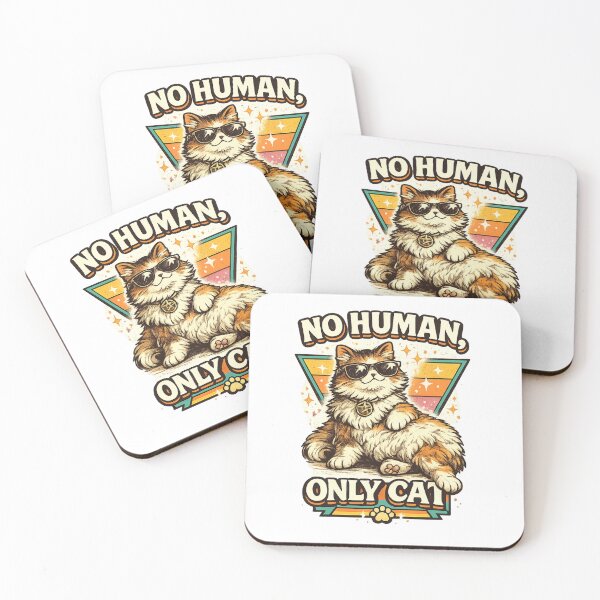 Item preview, No Human Only Cat Retro Funny Cat Lover Vintage Sunglasses Kitty Design designed and sold by MartBook.