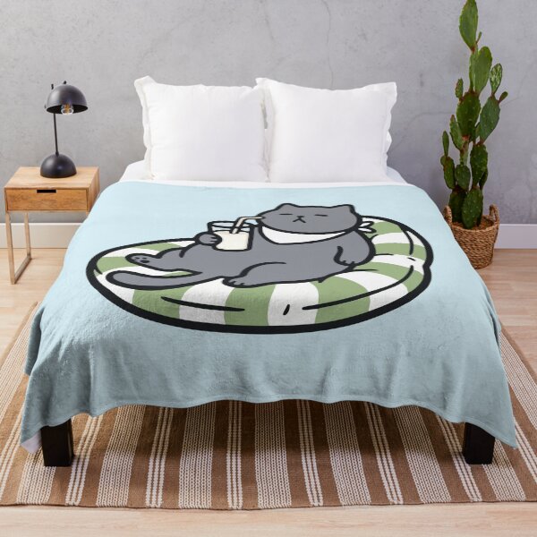 Item preview, Chill Cat Floating on Pool Ring with Drink - Summer designed and sold by cladeart.
