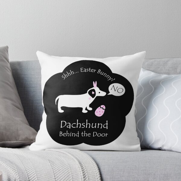 Item preview, Funny Dachshund Easter Bunny Behind the Door Black Base designed and sold by Na7nasColorShop.