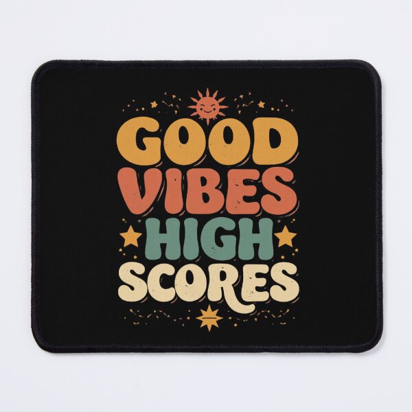 Item preview, Good Vibes And High Scores Retro 70s Gaming Aesthetic Typography designed and sold by Larams Studio.