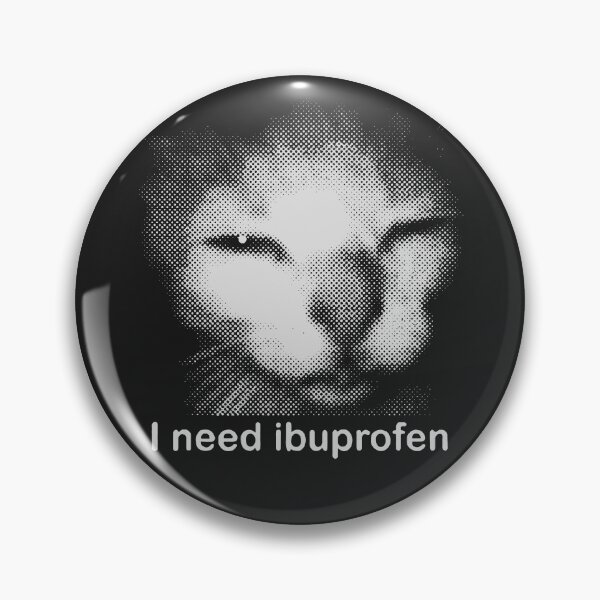 Item preview, Powered by Ibuprofen, Funny Vintage Graphic Meme Cat designed and sold by Darkifun.