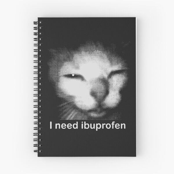 Item preview, Powered by Ibuprofen, Funny Vintage Graphic Meme Cat designed and sold by Darkifun.