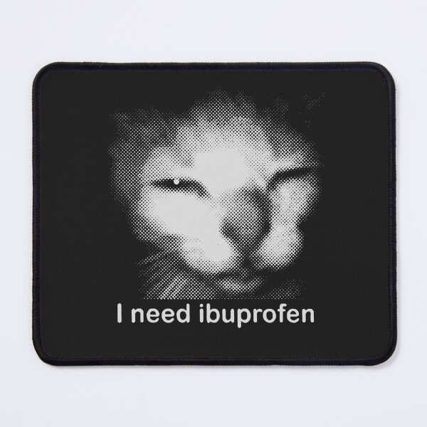 Item preview, Powered by Ibuprofen, Funny Vintage Graphic Meme Cat designed and sold by Darkifun.