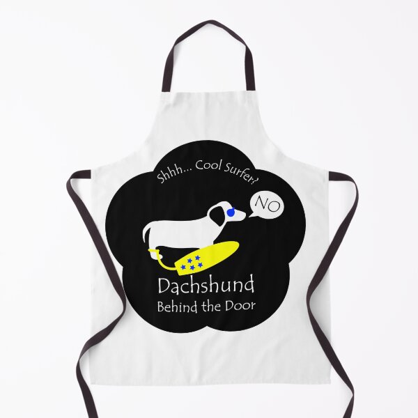 Item preview, Funny Dachshund Cool Surfer Behind the Door Black Base designed and sold by Na7nasColorShop.