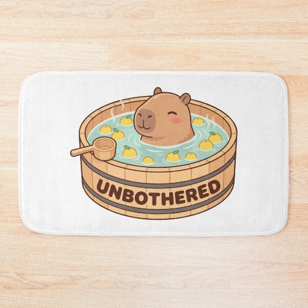 Item preview, Unbothered Capybara Yuzu Bath Kawaii Meme Art designed and sold by Arc2020.
