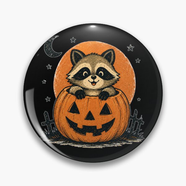 Item preview, Cute Raccoon In Pumpkin Halloween Retro Vintage Illustration designed and sold by GibasVisuals.