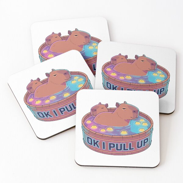 Item preview, Ok I Pull Up Vaporwave Capybara Yuzu Bath Meme designed and sold by Arc2020.